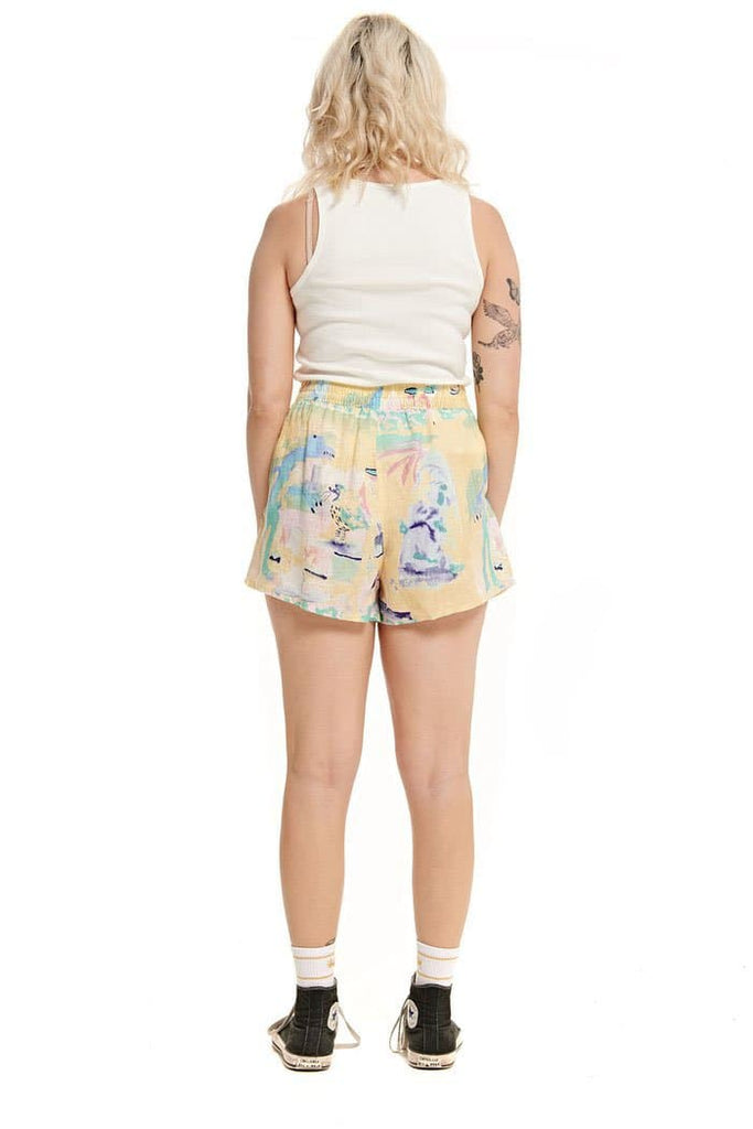 MISFIT APPAREL LADIES SHORTS MISFIT JUNGLE SOUP LINEN SHORT - MULTI