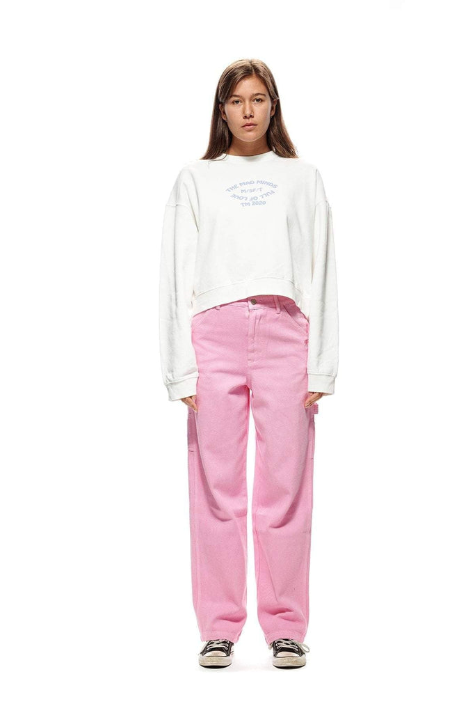 MISFIT APPAREL TOPS MISFIT FULL OF IT CROPPED CREW - WASHED WHITE