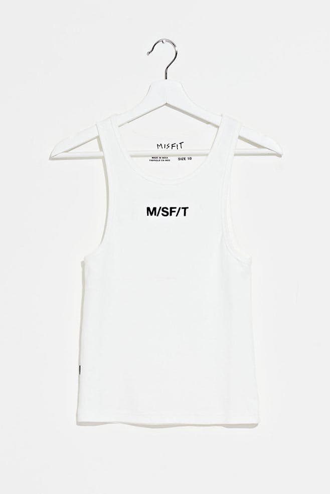 MISFIT APPAREL TOPS MISFIT HILL HOUSE RIB TANK - WASHED WHITE