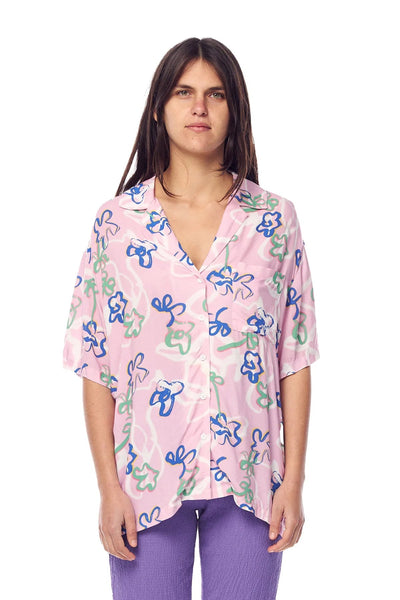 MISFIT APPAREL TOPS MISFIT OUTER BOWERS SHIRT - CANDY PINK