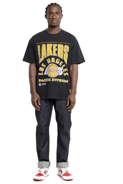 MITCHELL & NESS MENS T-SHIRTS M&N DIVISION ARCH LAKERS TEE  - FADED BLACK