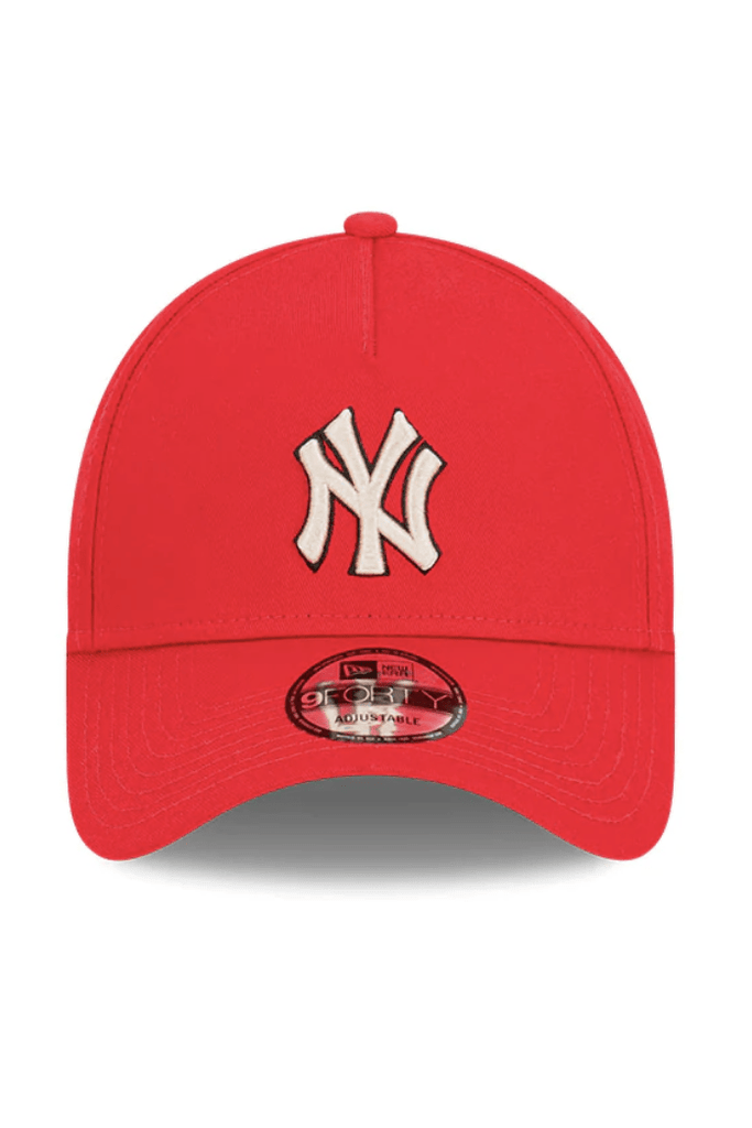 NEW ERA HEADWEAR NEW ERA 9FORTY A-FRAME NEW YORK HAT - SCARLET RED/STONE