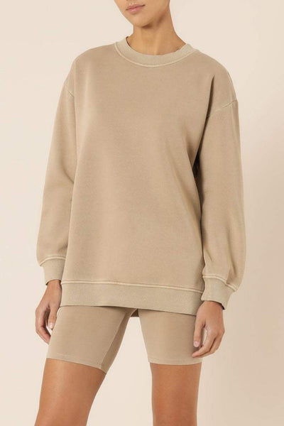 NUDE LUCY JUMPER NUDE LUCY CARTER CLASSIC BOYFRIEND SWEAT - MOCHA