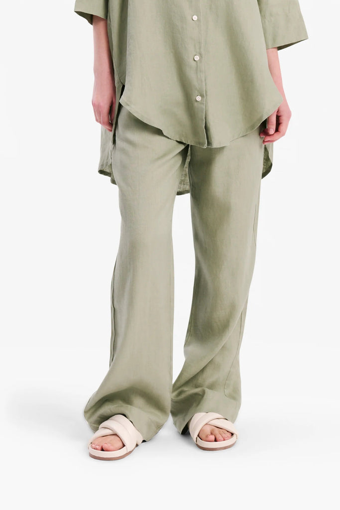 NUDE LUCY LADIES PANTS NUDE LUCY LOUNGE LINEN PANT - OLIVE