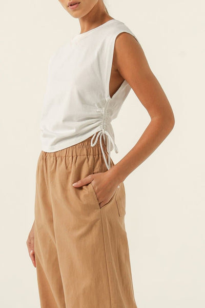 NUDE LUCY LADIES PANTS NUDE LUCY ROWAN ORGANIC DRAWSTRING TANK - WHITE