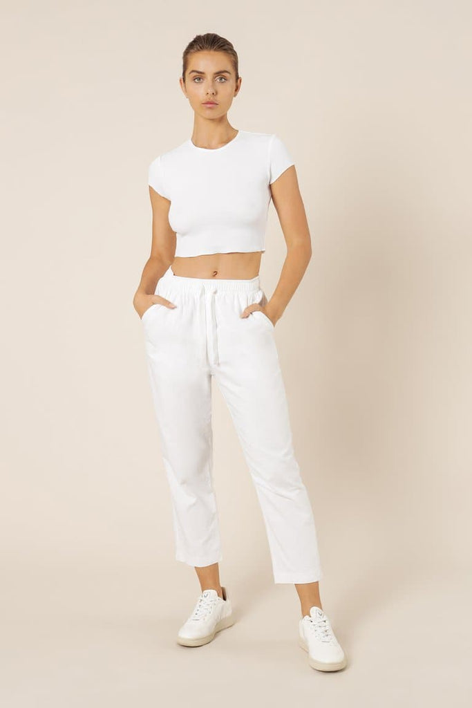 NUDE LUCY TOPS NUDE LUCY CAMERON WAFFLE TEE - WHITE