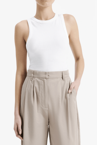 NUDE LUCY TOPS NUDE LUCY MONROE ORGANIC RIB TANK - WHITE