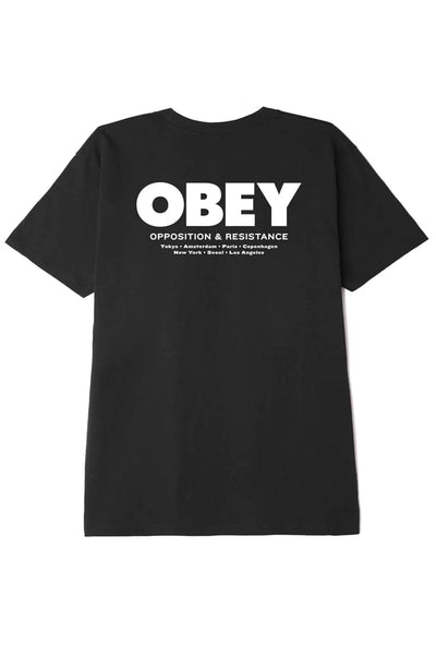 OBEY TEES OBEY OPPOSITION AND RESISTANCE TEE - BLACK