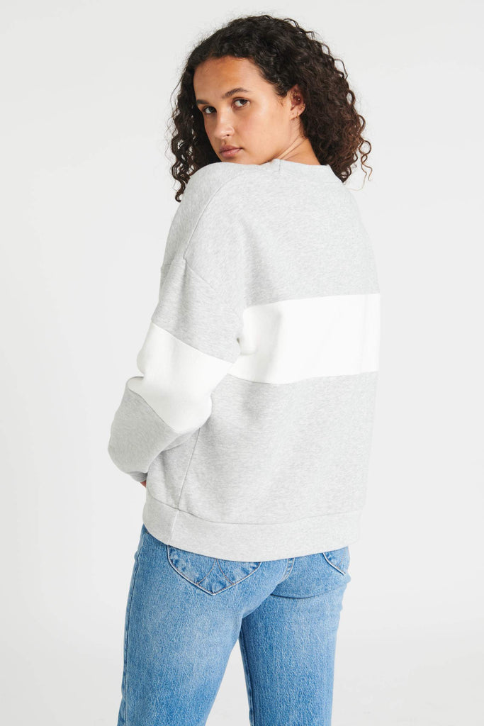 ROLLAS JUMPER ROLLAS SPLIT LOGO SWEATER - GREY MARLE
