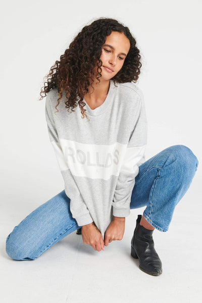 ROLLAS JUMPER ROLLAS SPLIT LOGO SWEATER - GREY MARLE