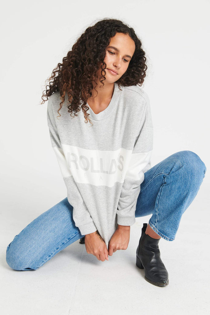 ROLLAS JUMPER ROLLAS SPLIT LOGO SWEATER - GREY MARLE