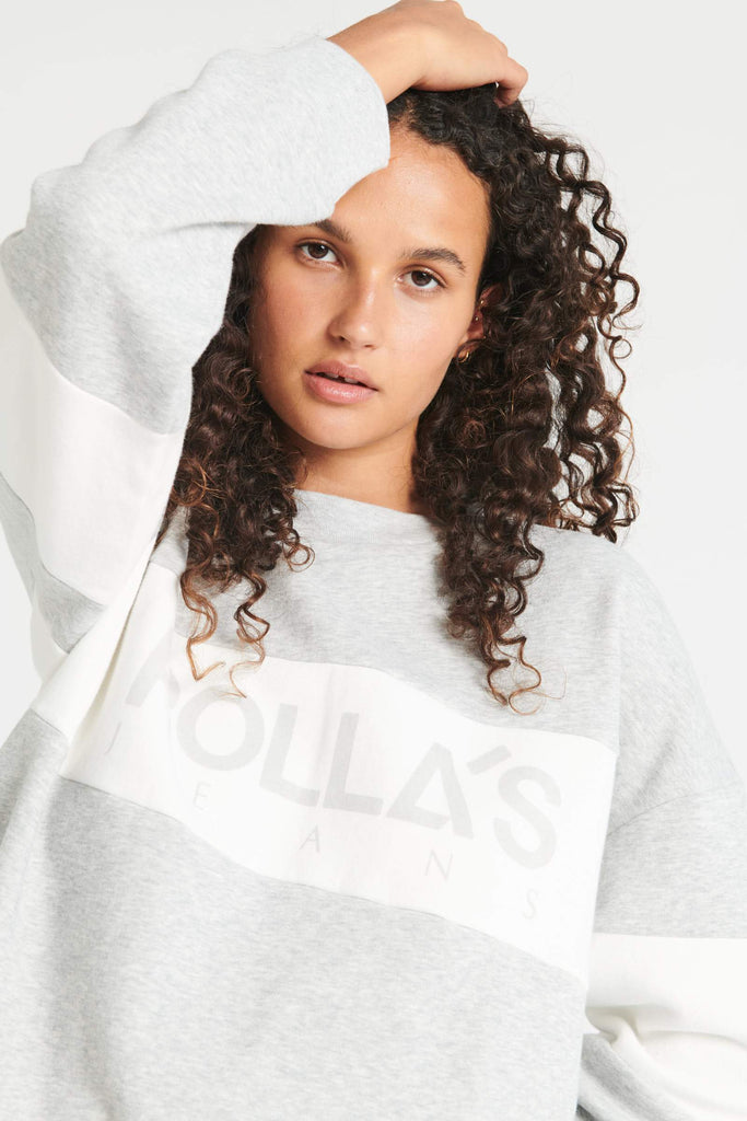 ROLLAS JUMPER ROLLAS SPLIT LOGO SWEATER - GREY MARLE