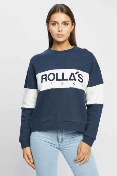 ROLLAS JUMPER ROLLAS SPLIT LOGO SWEATER - NAVY