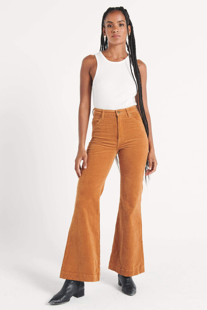 Only Tan  Toasted Coconut Fever Flared Trousers  Shop the latest fashion  online  DV8