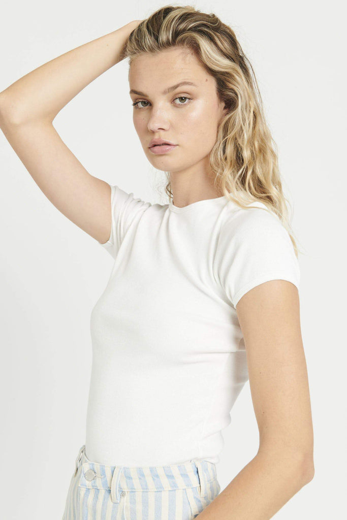 ROLLAS TOPS ROLLAS BABY RIB TEE - WHITE MARLE