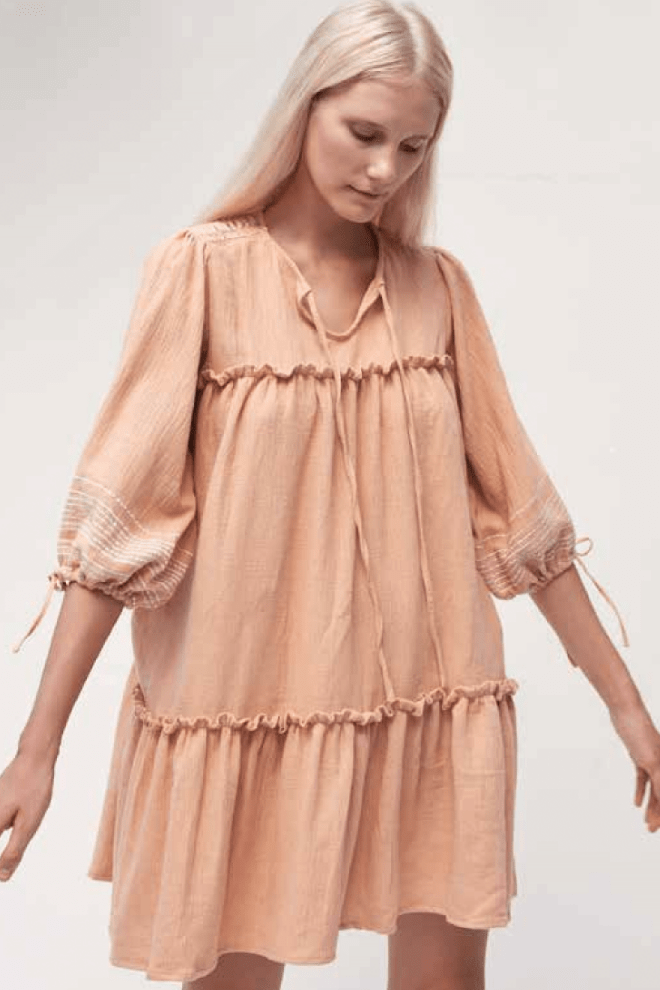 RUE STIIC DRESSES RUE STIIC BRIELLE MINI DRESS - LATTE