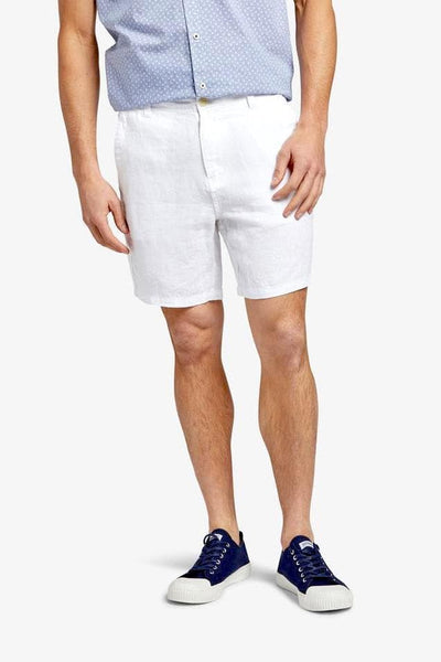 The Academy Brand SHORTS THE ACADEMY BRAND MARCO LINEN SHORT - WHITE