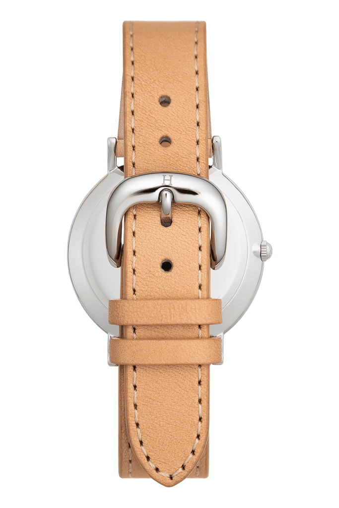 THE HORSE WATCHES THE HORSE CLASSIC WATCH - POLISHED SILVER/ WHITE/NUDE LEATHER