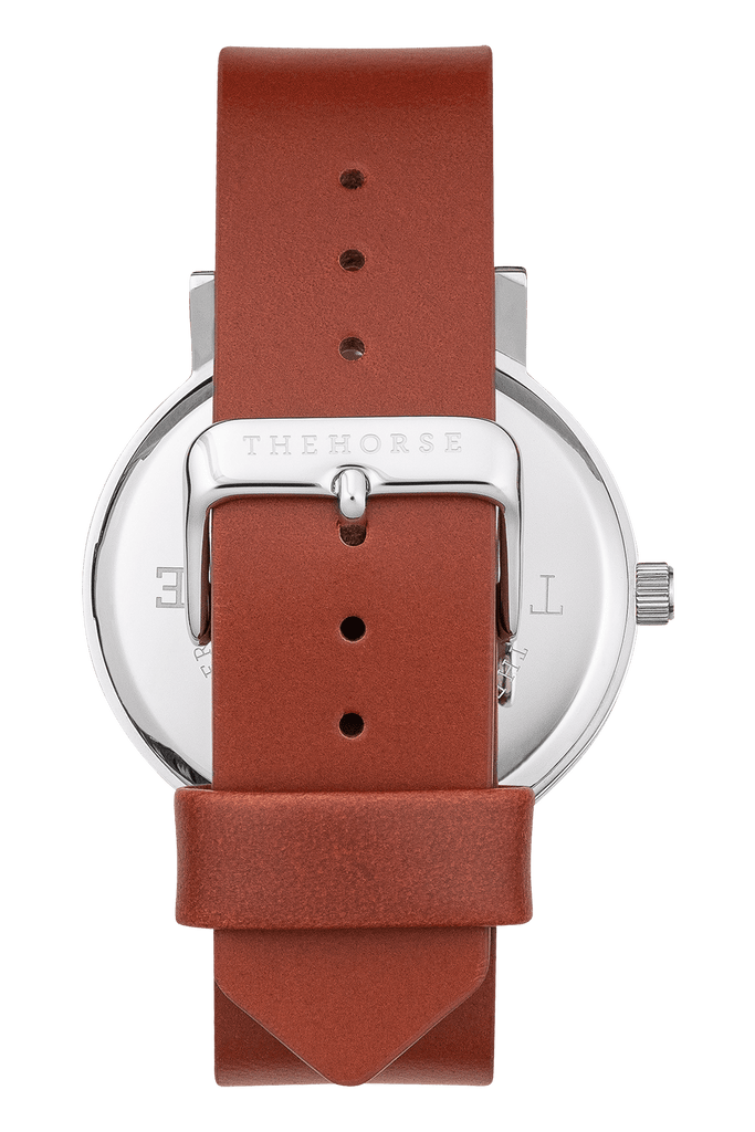 THE HORSE WATCHES THE HORSE ORIGINAL WATCH - POLISHED STEEL/ WHITE FACE/TAN LEATHER
