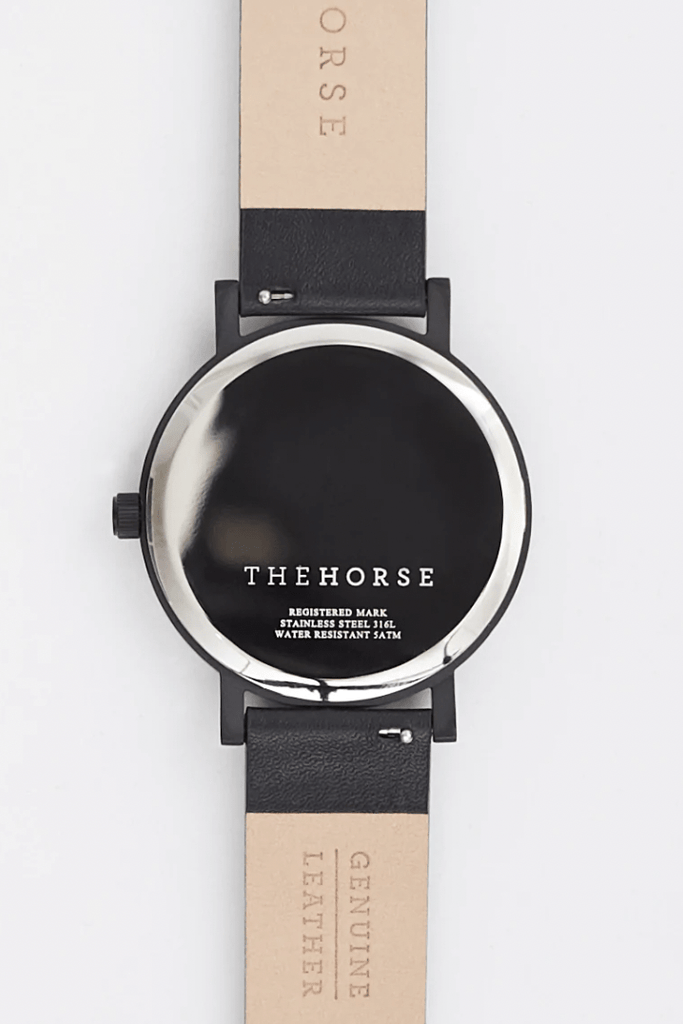 THE HORSE WATCHES THE HORSE THE ORIGINAL WATCH - MATTE BLACK/BLACK SUNRAY/BLACK LEATHER