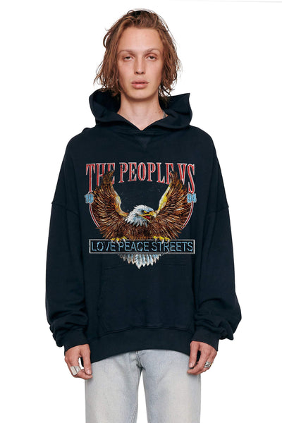 THE PEOPLE VS TEES THE PEOPLE VS RALLY EAGLE VINTAGE HOODIE - WASHED BLACK