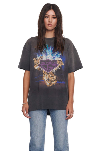 THE PEOPLE VS TOPS TPVS WOLF PACK BOYFRIEND TEE - BLACK