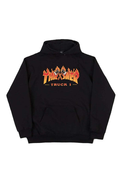 THRASHER MAGAZINE HOODIE THRASHER TRUCK ONE LOGO HOOD - BLACK