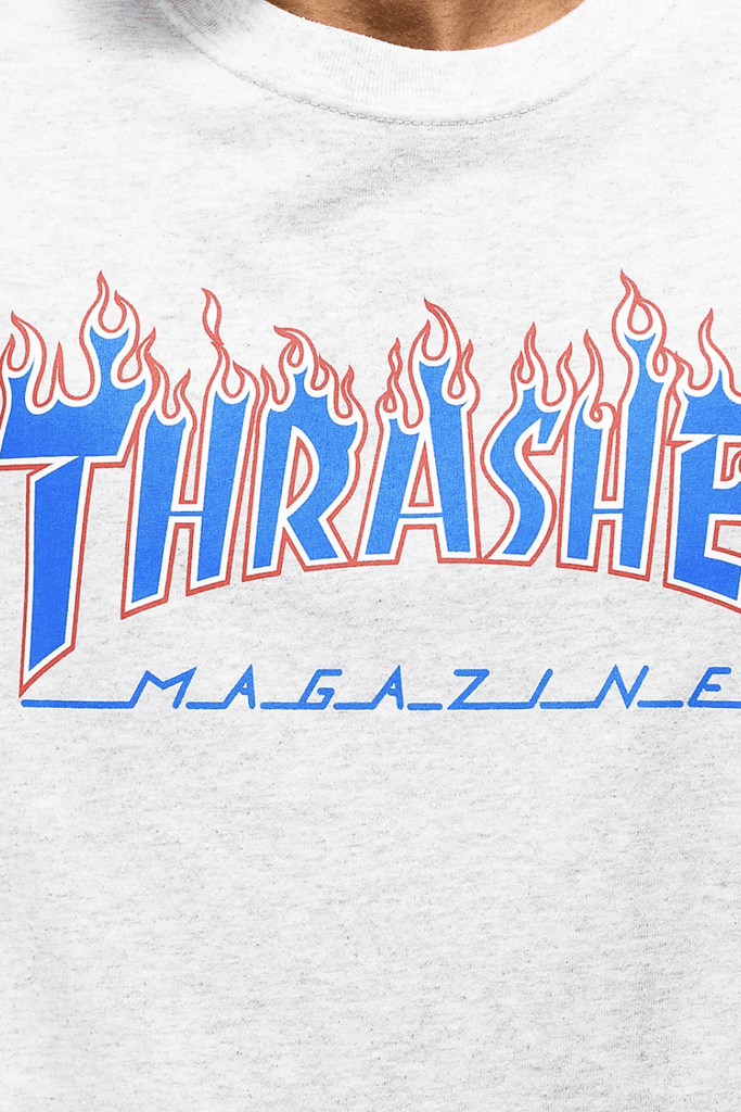 THRASHER MAGAZINE PATRIOT FLAME TEE GREY MARLE