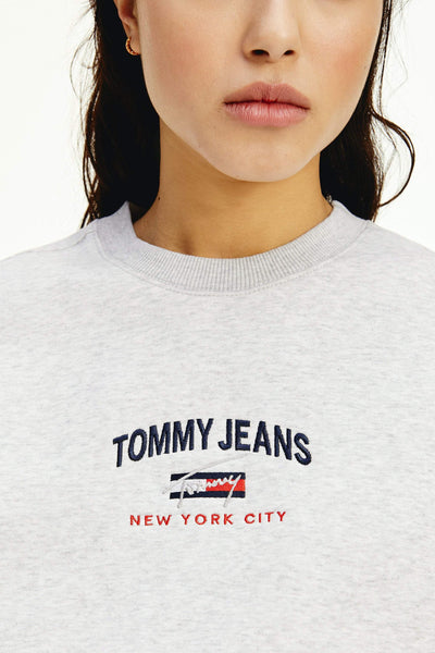 TOMMY JEANS JUMPER TOMMY JEANS TIMELESS SCRIPT LOGO CREW SWEATER - GREY
