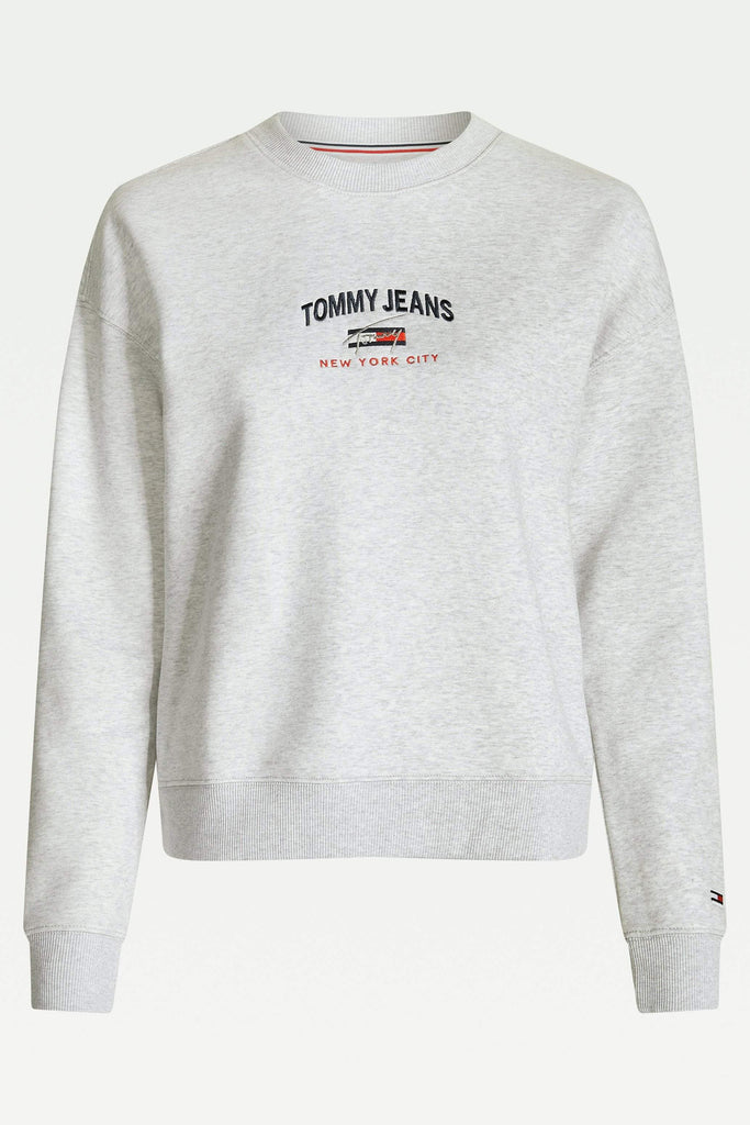TOMMY JEANS JUMPER TOMMY JEANS TIMELESS SCRIPT LOGO CREW SWEATER - GREY