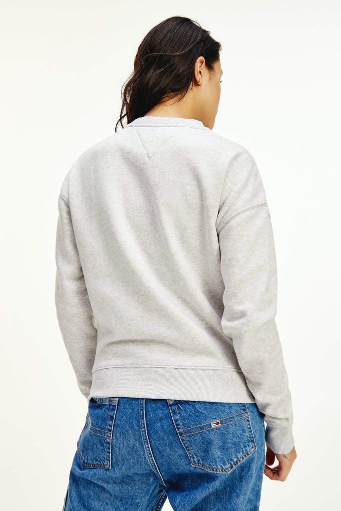 TOMMY JEANS JUMPER TOMMY JEANS TIMELESS SCRIPT LOGO CREW SWEATER - GREY