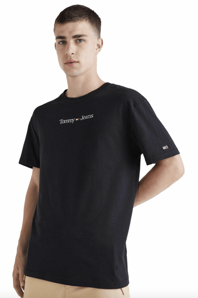 TOMMY JEANS TEES TOMMY JEANS CLASSIC LINEAR LOGO TEE - BLACK