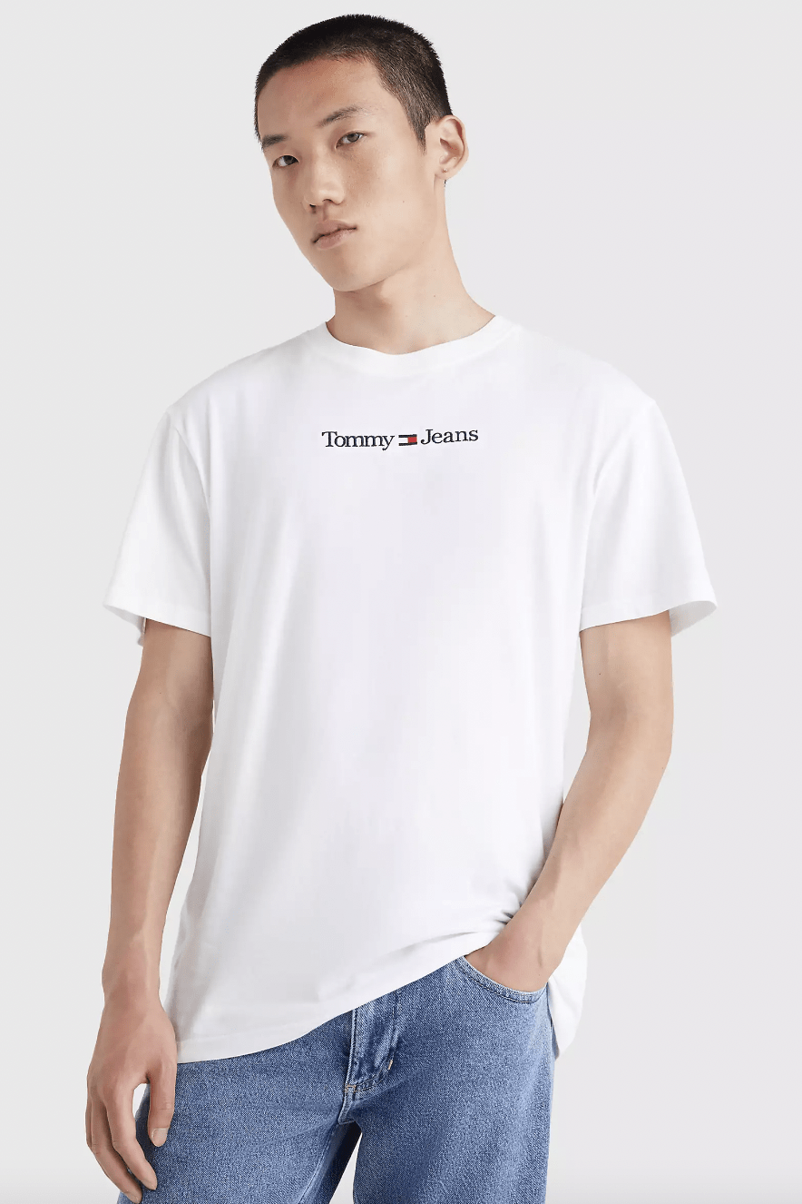 TOMMY JEANS CLASSIC LINEAR LOGO TEE WHITE Pretty Rad Store