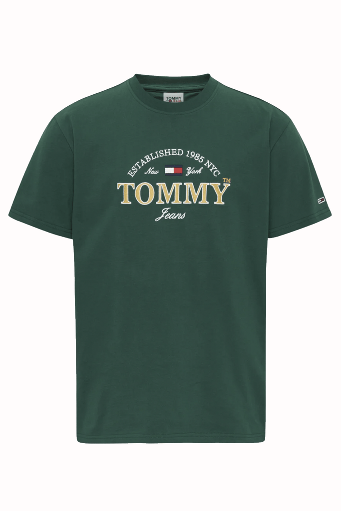 TOMMY JEANS TEES TOMMY JEANS CLASSIC MODERN PREP FRONT LOGO TEE - DARK TURF GREEN