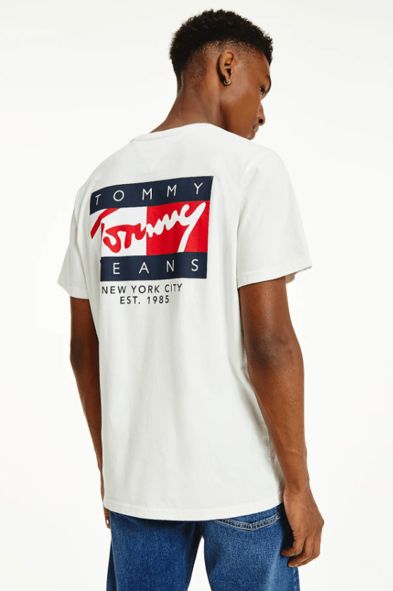 TOMMY JEANS TEES TOMMY JEANS VINTAGE FLAG SIGNATURE LOGO TEE - IVORY