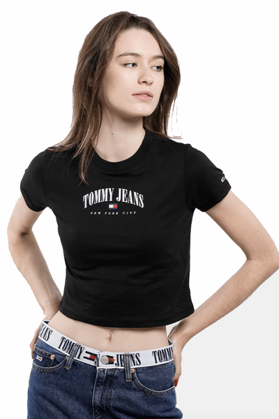 TOMMY JEANS TOPS TOMMY JEANS BABY CROP ESSENTIALS 2 TEE - BLACK