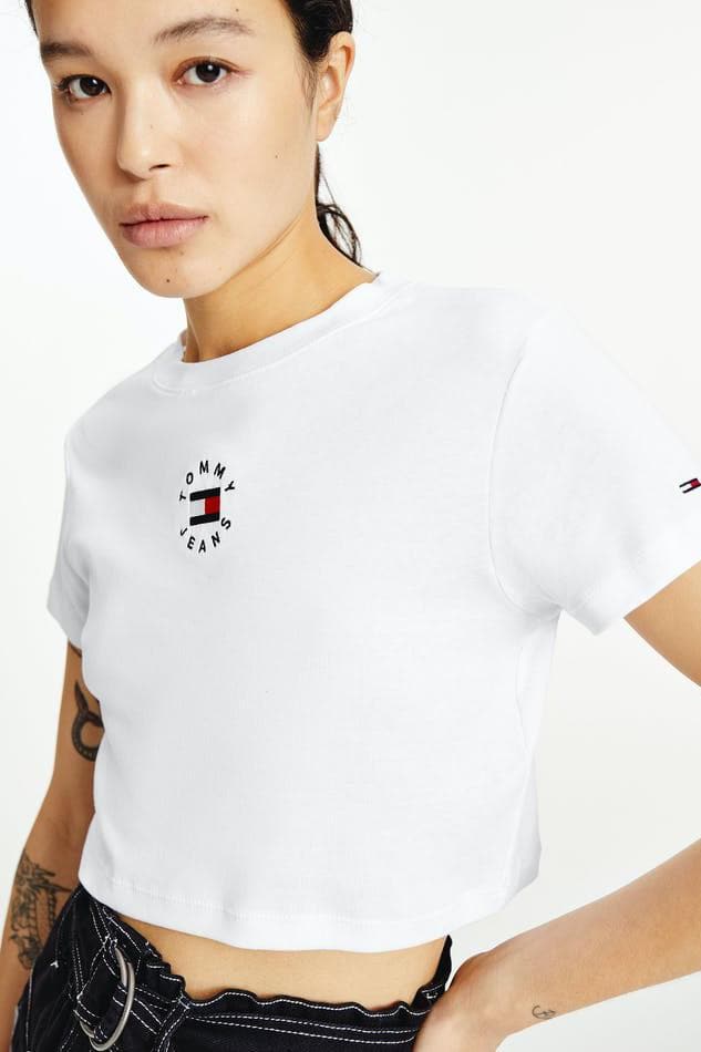 TOMMY JEANS TOPS TOMMY JEANS BABY CROP TINY TOMMY 2 TEE - WHITE