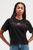 TOMMY JEANS TOPS TOMMY JEANS BOXY CROP LOGO TEE - BLACK