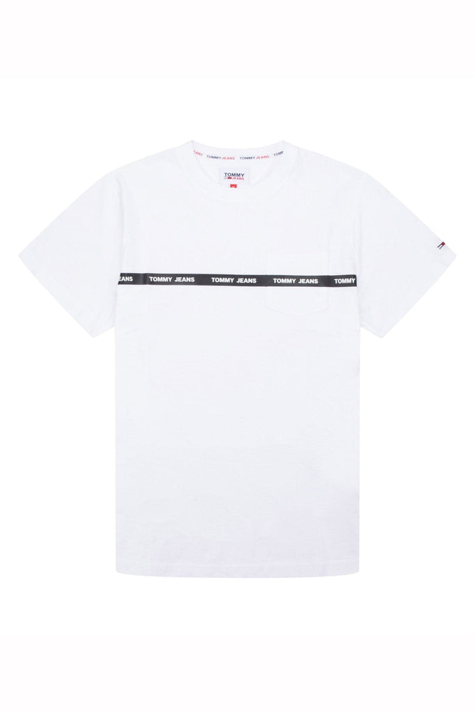 TOMMY JEANS TOPS TOMMY JEANS BRANDED TAPE POCKET TEE - WHITE