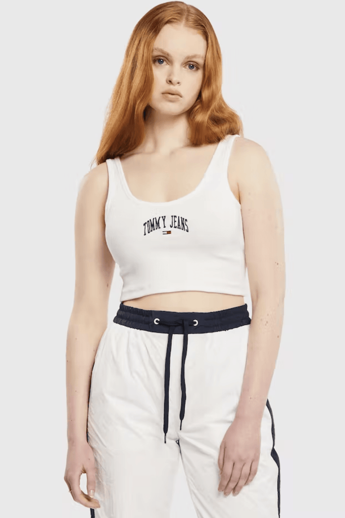 TOMMY JEANS TOPS TOMMY JEANS COLLEGIATE RIB TANK TOP - WHITE