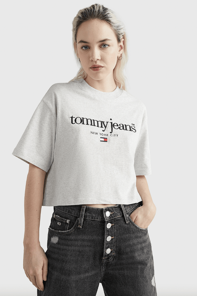 TOMMY JEANS TOPS TOMMY JEANS OVERSIZED CROP TEE - GREY