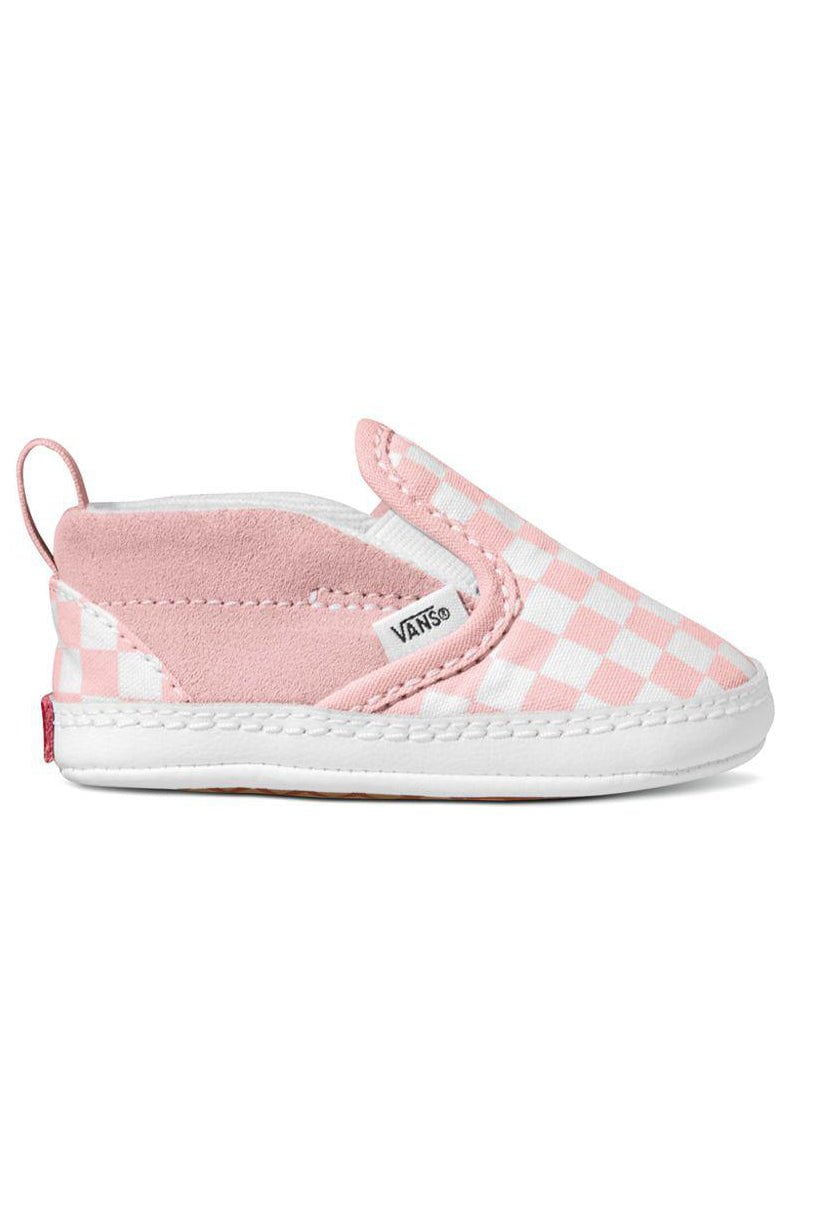 Baby Pink Checkerboard Vans Vans Classic Slip On Toddler Trainers