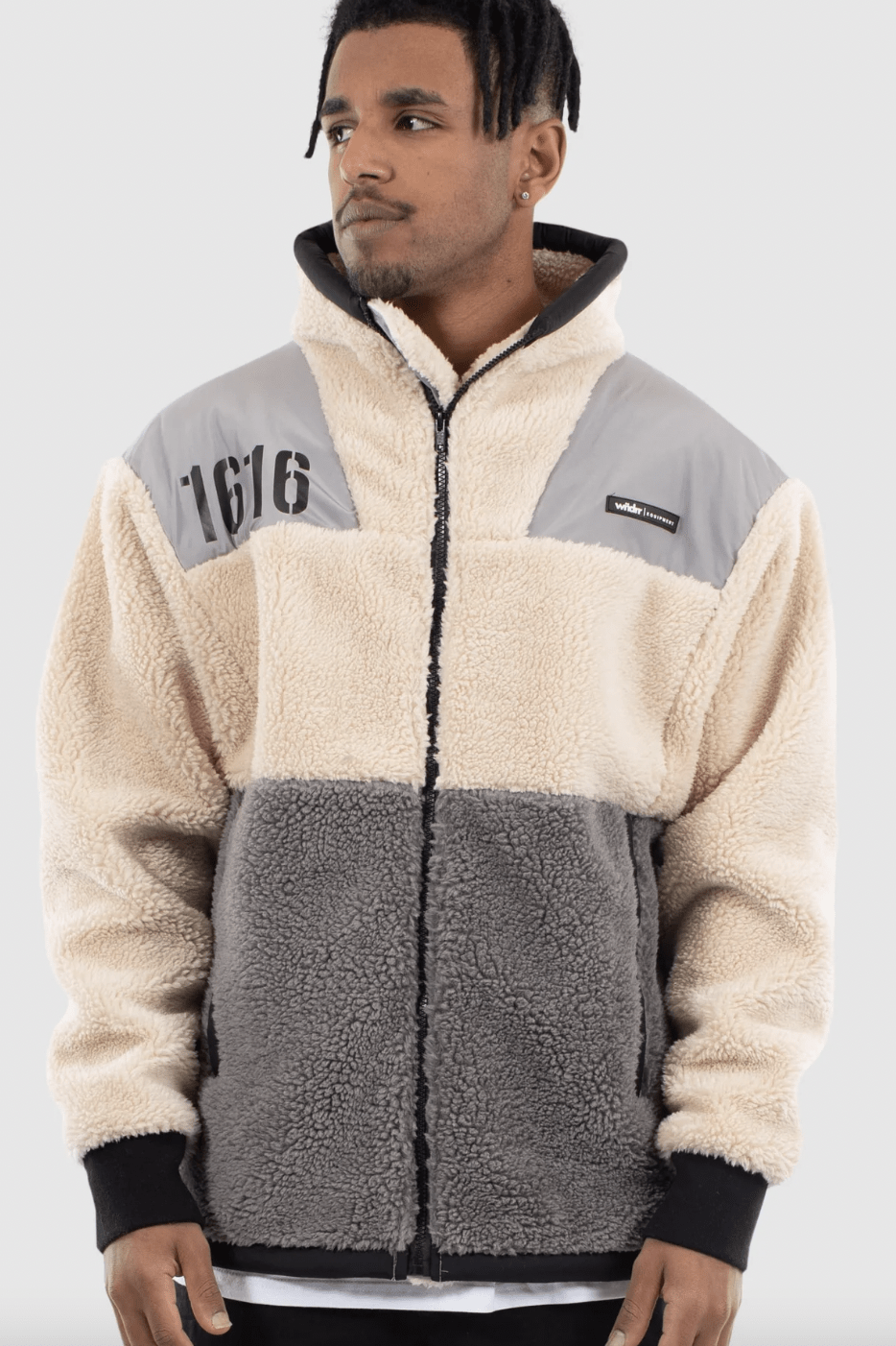 Grey and 2025 white sherpa jacket