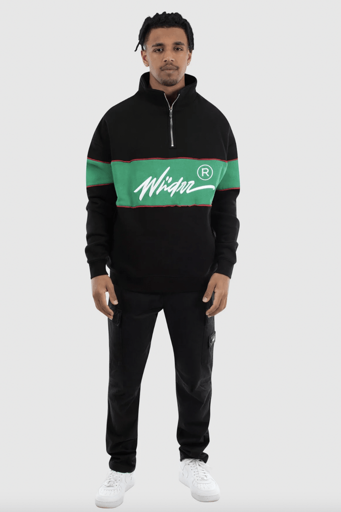 WNDRR JACKET WNDRR OFFEND 1/4 ZIP SWEAT - BLACK/GREEN