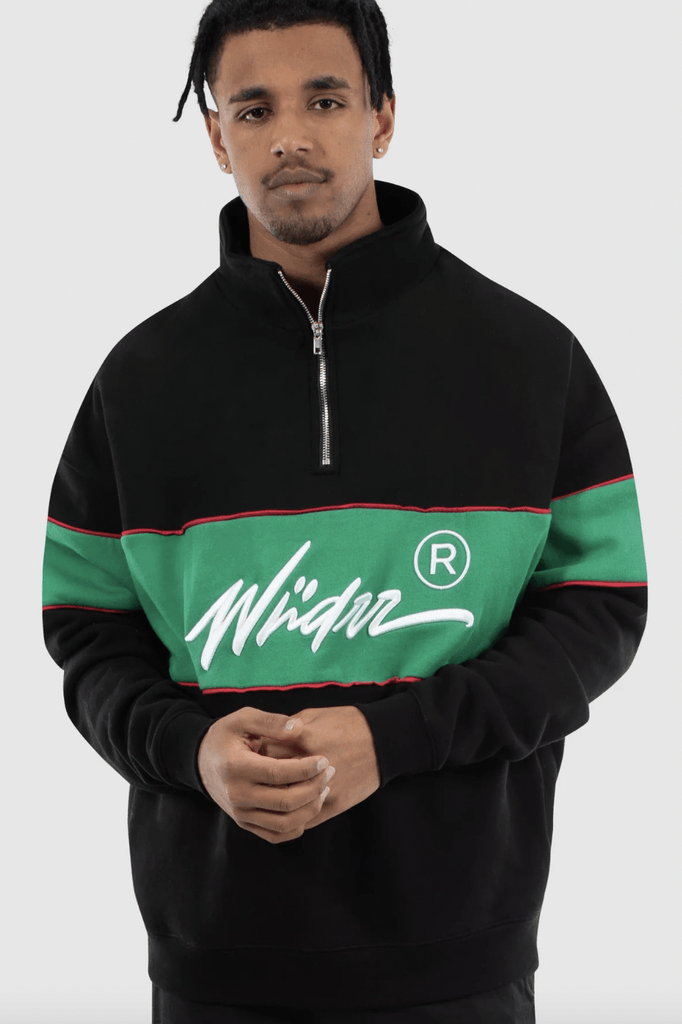 WNDRR JACKET WNDRR OFFEND 1/4 ZIP SWEAT - BLACK/GREEN