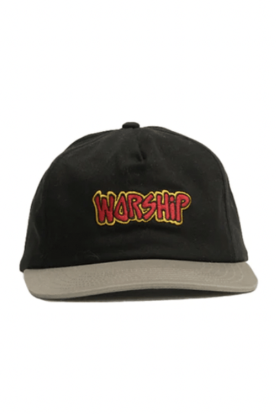 WORSHIP SUPPLIES CAP ONE SIZE WORSHIP SUPPLIES CHEWED HAT - WASHED BLACK