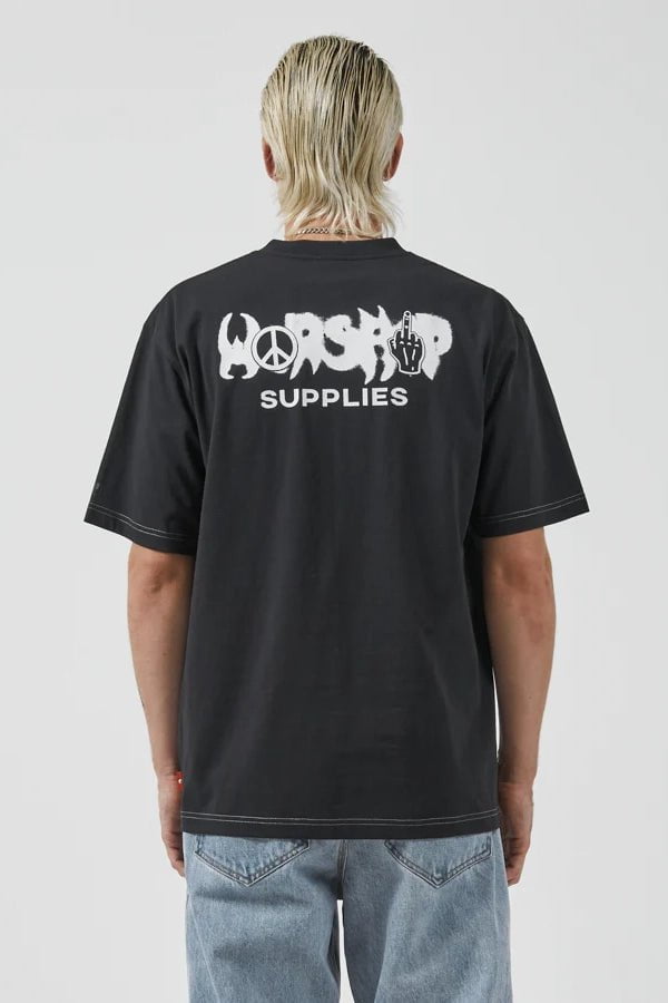 WORSHIP SUPPLIES MENS T-SHIRTS WORSHIP SUPPLIES PURE MAYHEM TEE - WASHED BLACK